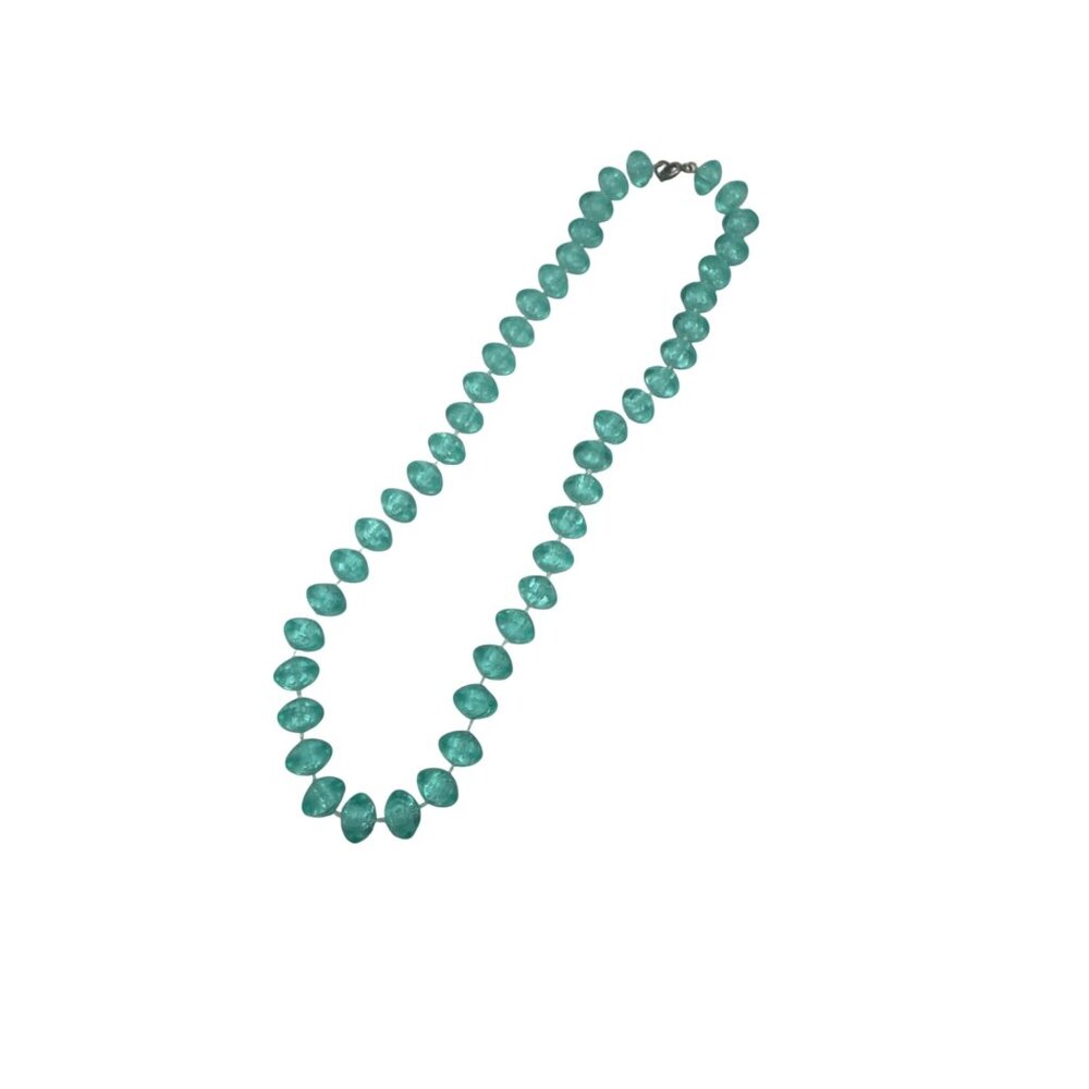 Teal Acrylic Beaded Necklace 17 Inches Spring  Mom Gift Lightweight Grandma - Picture 5 of 5